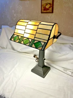 میز کار Banker Lamp Art Deco سبک تیفانی شیشه های رنگی سرباره سبک سبک