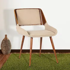 صندلی ناهار خوری روفرشی چوبی ارمن لایینگ پاندا در پارچه گردو / قهوه ای