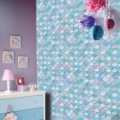 Mermazing Mermaid Scales Glitter Wallpaper Arthouse 698305 Blue Ice