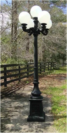 Outdoor 5 Arm Pole Light 9.5 Foot Victorian Replica Vintage |  اتسی