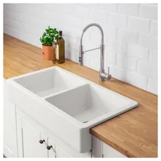 سینک ظرفشویی جلو دوبل HAVSEN پیش بند ، سفید - IKEA