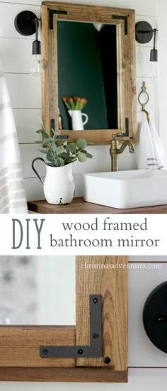 آینه دستشویی قاب چوبی DIY