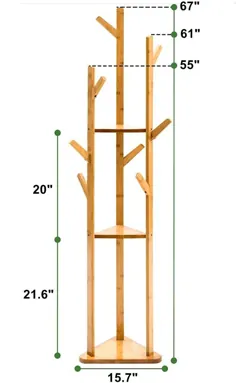 قفسه لباس پوشاک درخت بامبو با قفسه های ذخیره سازی 3 طبقه |  اتسی