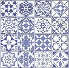 برچسب کاشی ضد آب موزاییک 16 x Blue Shades Pattern |  اتسی