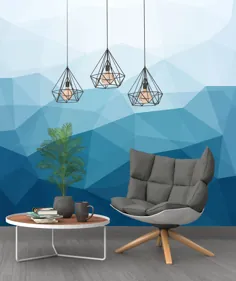 آبی نرم هندسی تصویر زمینه مدرن کاغذ دیواری خود چسب و برچسب استیک دیواری دیوار حداقلین اسکاندیناوی متحرک
