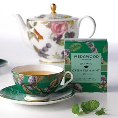 استوانه و نعلبکی چای سبز و نعناع سبز باغ چای Wedgwood