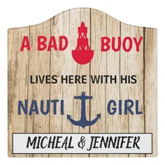 تابلوی درب ماهیگیری دریایی خنده دار Bad Buoy Nauti Girl