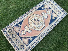 فرش مینی Vintage فرش کوچک ترکی برای فرش خنثی حمام |  اتسی