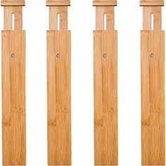تقسیم کننده کشو 4 بسته بامبو ، جداکننده کشوی قابل تنظیم با فنر (2.1 "بالا ، 17.5" -21.65 ") ، تقسیم کننده کشوی چوبی کاملاً قابل ارتقا برای آشپزخانه ، اتاق خواب ، حمام ، کمد و دفتر