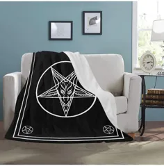 Baphomet Satanic Blanket Gothic Home Decor Halloween 666 پتو