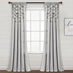 Lush Decor Boho Pom Pom Tassel Linen Window پرده پرده (تک) - 84 "x 52" (خاکستری روشن - 84 اینچ) (پنبه مخلوط ، جامد)