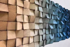 Wood Wall Art - Wood Sound Diffuser - Reclaimed Wood Art - Ombre Wall Art - طراحی جدید 2019/2020