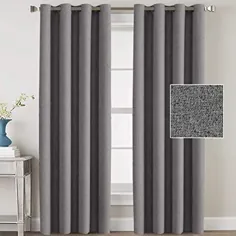 پرده های خاموش ملافه 84 اینچ برای اتاق خواب / اتاق نشیمن پرده پرده ای عایق حرارتی پارچه ای پارچه ای پارچه ای پارچه ای پارچه ای پارچه ای 2 صفحه - خاکستری