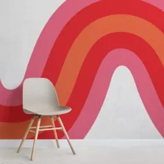 نقاشی دیواری موج یکپارچه صورتی ، قرمز و نارنجی 70 |  هوویا