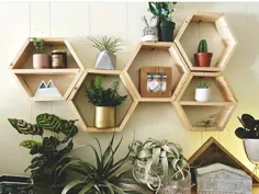 قفسه های شناور Hexagon Honeycomb دست ساز 3 اندازه و 15 |  اتسی