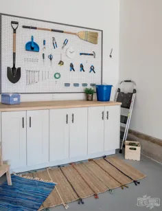ذخیره سازی گاراژ DIY |  ساخت نیمکت کار و دیوار چوبی قاب دار |  مامان DIY