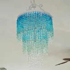 لامپ لوستر شیشه ای دریایی FLUSH MOUNT ساحلی |  اتسی