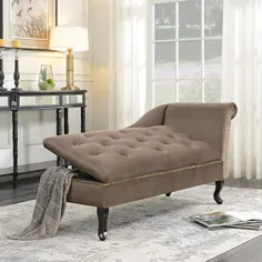 کوسن نیمکت صندلی تختخواب سفارشی BELLEZE Velveteen Tufted Open Fold Spa برای اتاق نشیمن تر و تمیز ناخن با فضای ذخیره سازی ، قهوه ای