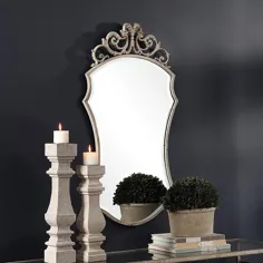 MY SWANKY HOME کلاسیک رمانتیک کشور فرانسه آینه دیواری آراسته دیوار |  اسکرول Lavish شکل