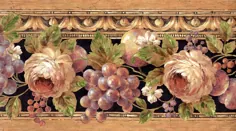 گل کلم گل رز کاغذ دیواری حاشیه کلاسیک گل رز انگور |  اتسی