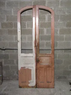 ~ ANTIQUE DOUBLE ENTRANCE FRENCH DOORS SEMI ARCHED TOP ~ 44 X 99 AL SALVAGE |  eBay