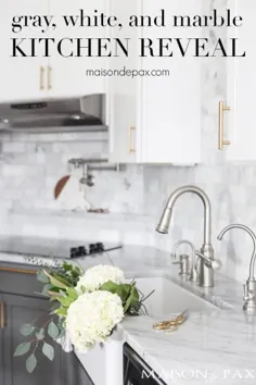 آشپزخانه خاکستری و سفید و مرمر - Maison de Pax