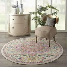Nourison Passion Transitional Bohemian Ivory / Pink 4 'x Round Area Rug (4' Round)، Ivory، Pink