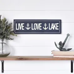 تابلوی خانه عشق Love Lake Lake Lake تابلوی چوبی نقاشی دستی |  اتسی