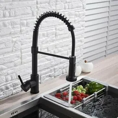 شیر آشپزخانه Pull Down Swivel Monobloc Sink Mixer Spring Spray شیر آب کروم 360 درجه |  eBay