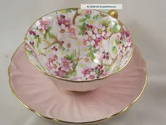 فنجان چای و بشقاب شللی Maytime Blossom Chintz Pink Oleander