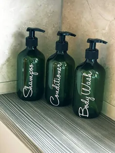 بطری های توزیع کننده صابون سبز ، بطری های لوسیون حمام