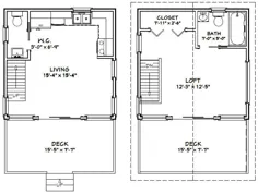 16x16 House w / Loft - PDF Floor Plan - 493 فوت مربع