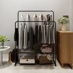 قفسه لباس گسترده ای Ashbaugh 160cm موارد ساده - نقره ای / سفید / سیاه - اندازه: 2 سانتی متر H X 16 سانتی متر W X 56 سانتی متر D