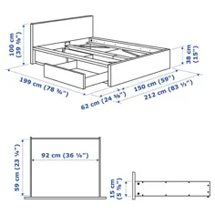 قاب تختخواب MALM / 2 جعبه ذخیره سازی ، سفید ، Luröy ، کامل - IKEA