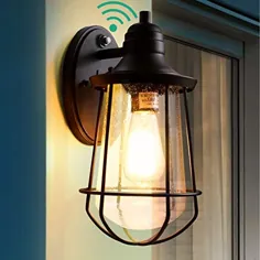 چراغ های روشنایی در فضای باز دیواری با غروب تا سحر Photocell ، چراغ جلو ایوان درب جلو سیاه و سفید با شیشه بذر ، چراغ گاراژ مدرن برای ورودی درب با لامپ ETL ذکر شده
