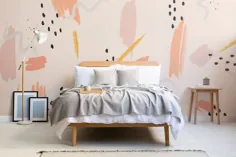 Peach Paint Brush Strokes نقاشی دیواری انتزاعی تصویر زمینه |  هوویا