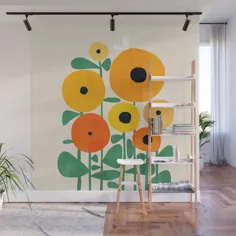 نقاشی دیواری آفتابگردان و زنبور عسل توسط budikwan