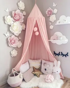 Blush Pink Nursery Flowers Flowers دکور دیوار اتاق دختر بچه |  اتسی