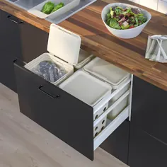کشوی آشپزخانه HÅLLBAR برای METOD تهویه ، خاکستری روشن ، محلول مرتب سازی زباله ، حجم: 40 لیتر - IKEA