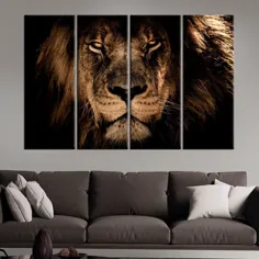 Lion Photo پوستر حیوانات آفریقایی اندازه بزرگ گربه بزرگ شکارچی خطر Mane شیر چند صفحه ای بوم آثار هنری برای دکوراسیون اتاق نشیمن Giclee