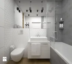 Projekt łazienki 5 متر مربع / کراکوف - Mała biała szara łazienka w bloku w domu jednorodzinnym be okna، styl minimalistyczny - zdjęcie od BIG IDEA studio studio