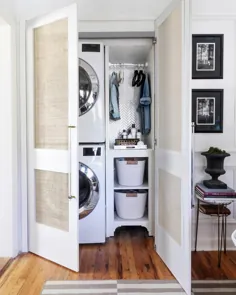 فضای ذخیره سازی فضای اضافی در اینستاگرام: “آیا شما یک اتاق خشکشویی بزرگ یا یک کمد لباسشویی با صرفه جویی در فضا ترجیح می دهید؟  ؟  شما می توانید با استفاده از ... "کمد دسترسی به اتاق خشکشویی"