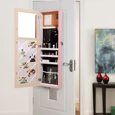 آینه غرور کامل روی درب (یا دیواری) + سازمان دهنده جواهرات در یک |  ذخیره سازی هوشمند