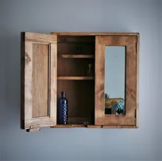 کابینت آینه حمام بزرگ کابینت چوبی تیره روستیک |  اتسی