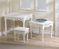 جداول کنار میز لانه دار کلبه شیک 3 سفید |  eBay