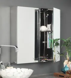 خرید کابینت آینه حمام دو درب استیل نقره ای 3 نقره ای (L: 24 ، W: 5 ، H: 24 اینچ) توسط Arrow Online - کابینت های فلزی - کابینت حمام - متوقف شده - محصول Pepperfry