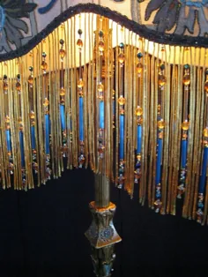 آباژور Antique Lamp Shade Arts & Crafts دستباف Art Deco / آباژور Art Nouveau حاشیه منجوق
