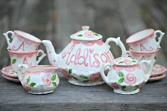 ست چای شخصی شده برای دختران کوچک // اندازه کودک |  اتسی
