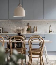 آشپزخانه بزرگ آبی روشن - طراحی COCO LAPINE