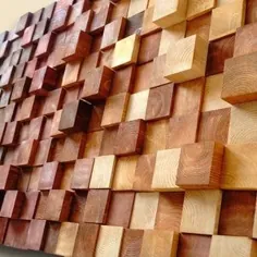 دیوار معرق چوبی آویز مدرن انتزاعی هنر دیوار چوبی |  اتسی